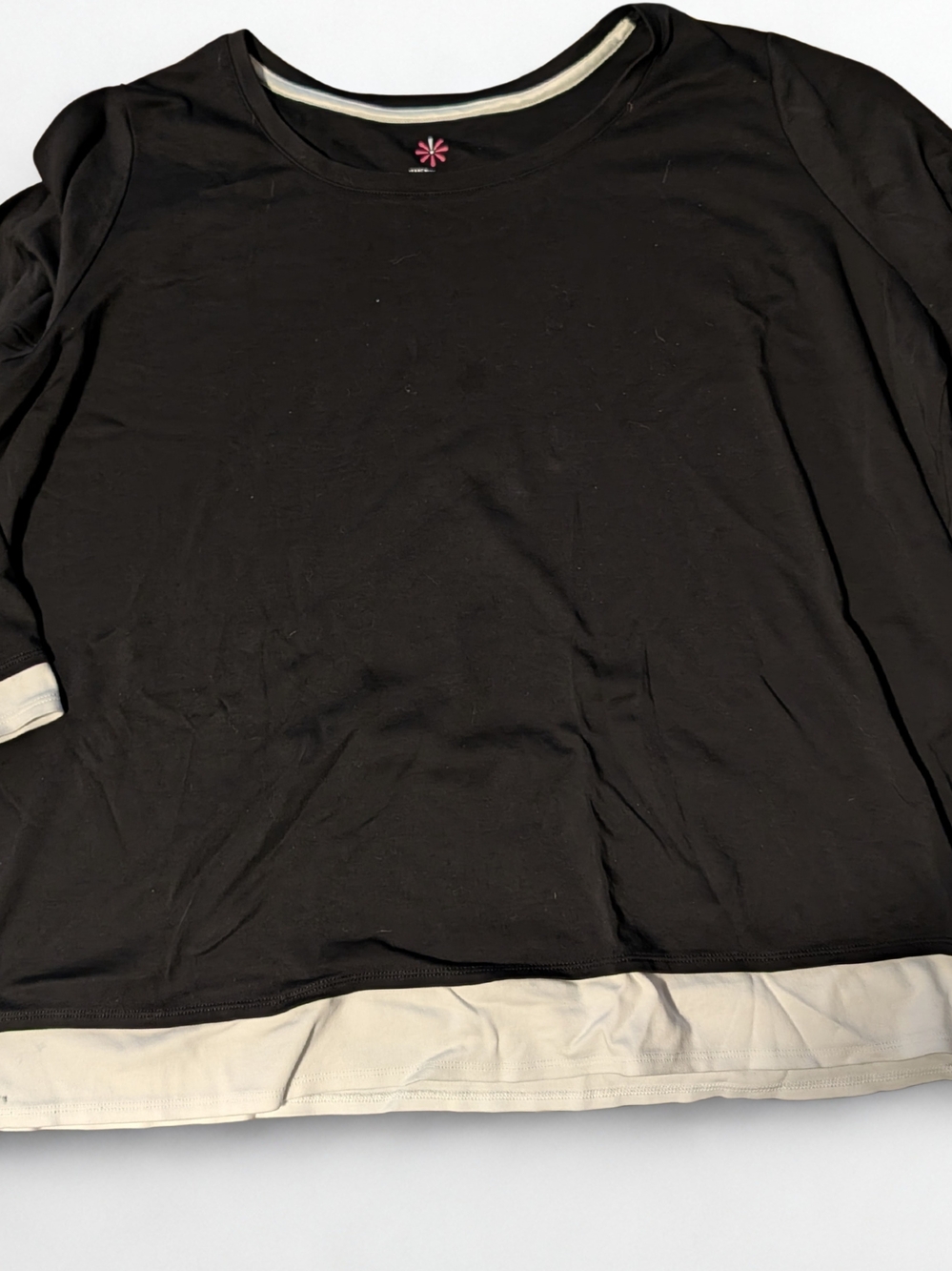 Isaac Mizrahi Black and White Layered-Look Long Sleeve Top